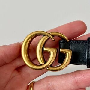 GUCCI Marmot GG thin belt 75cm black